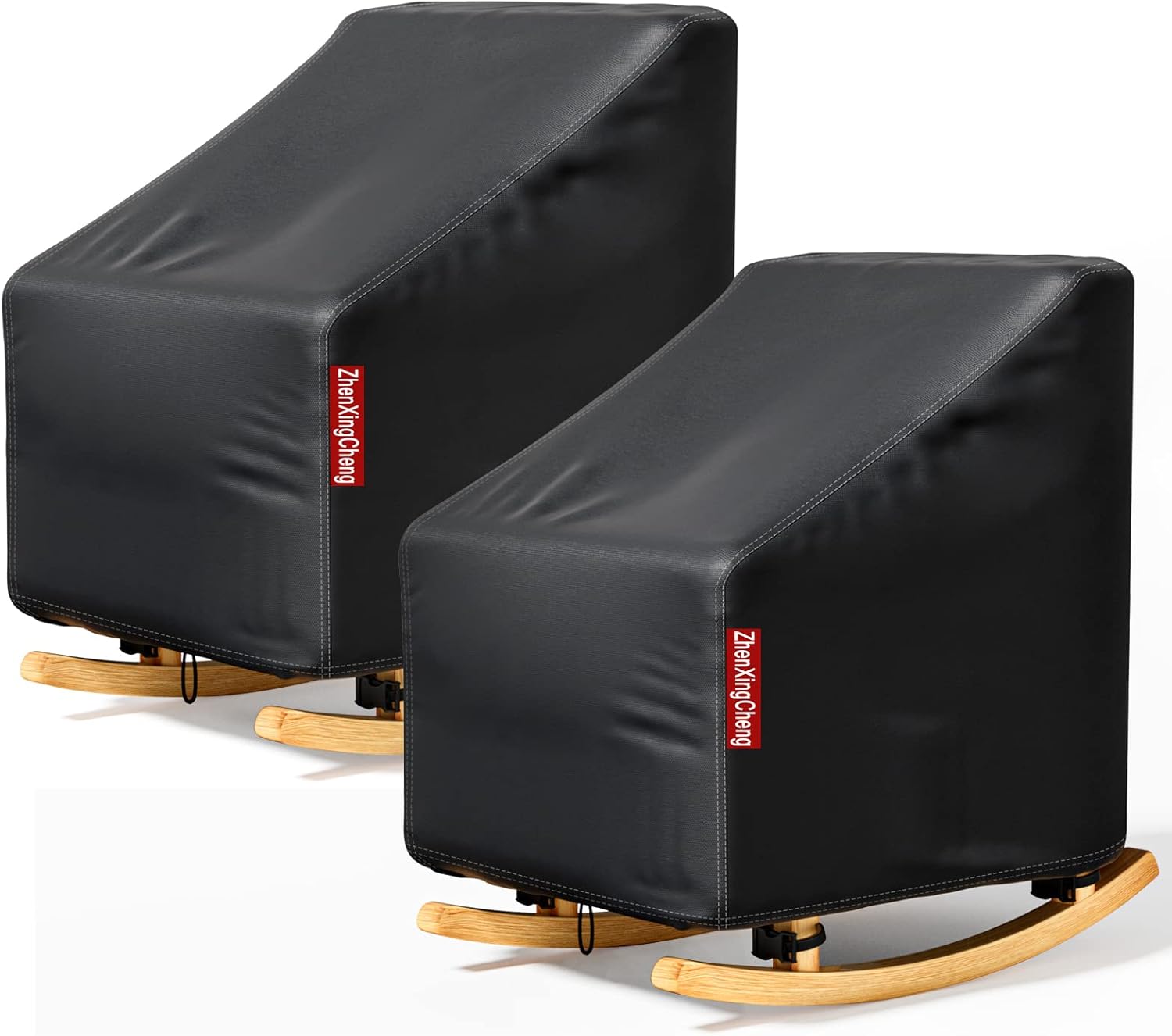 Paquete de 2 fundas para sillas de patio, fundas para muebles de exterior con tira impermeable, se adapta como funda de asiento profundo para sala