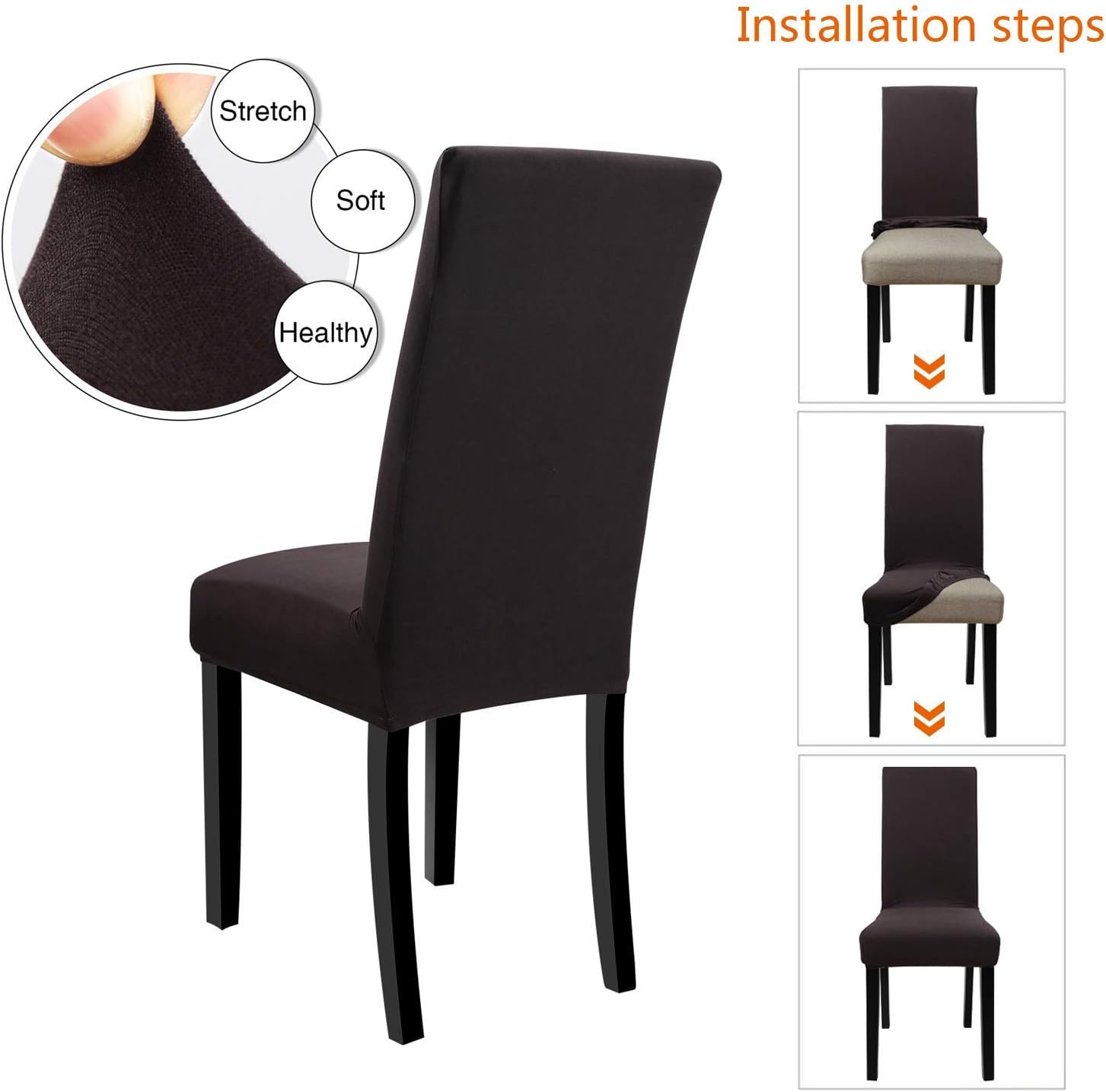Fuloon – Juego de 4 fundas protectoras para sillas de comedor, elásticas, removibles, lavables, cortas, para hoteles, comedores, ceremonias,