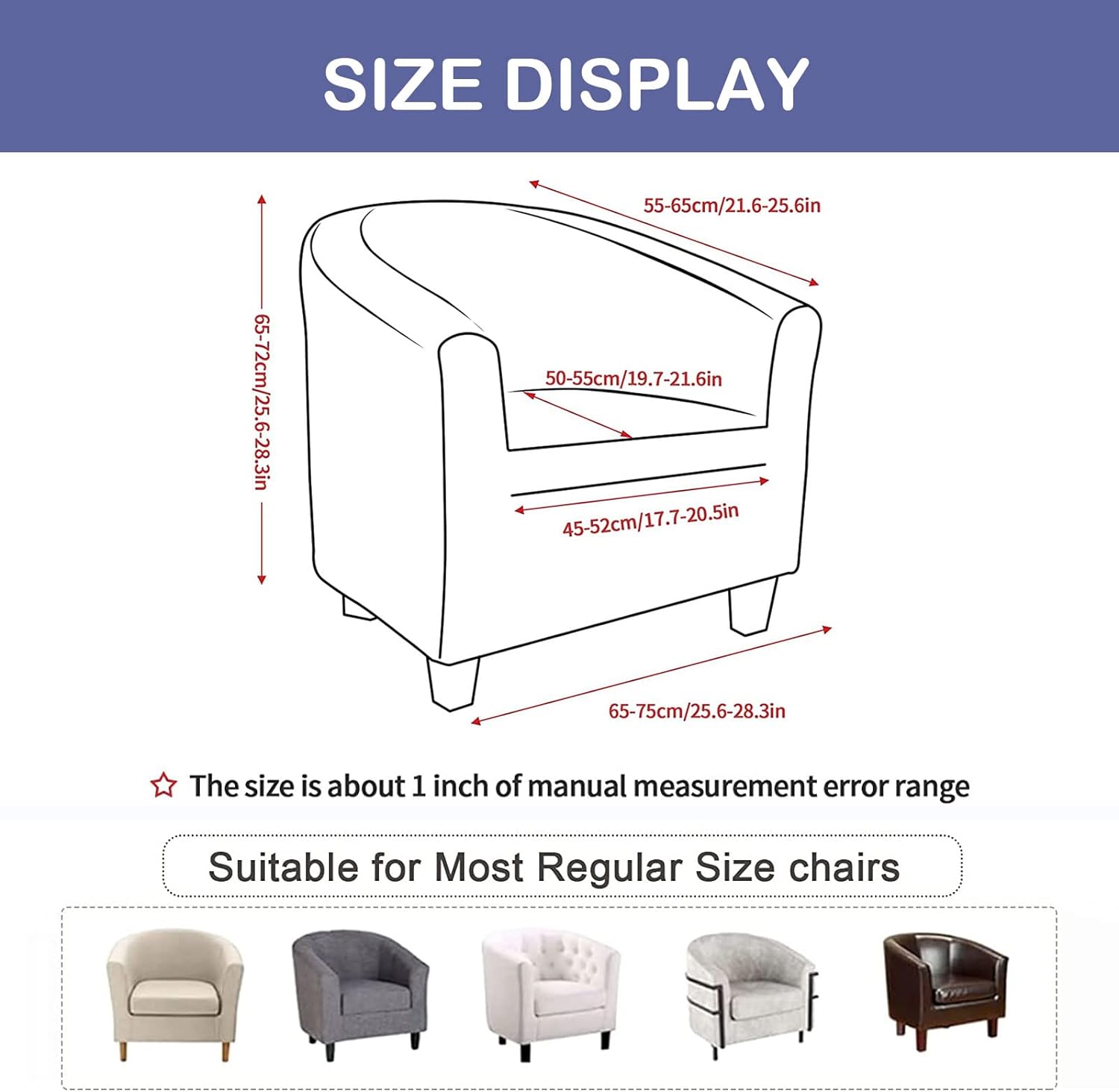 hyha Slipover para silla de bañera estampada de 2 piezas con funda de cojín, funda elástica extraíble para silla de club IKEA Tullsta, funda