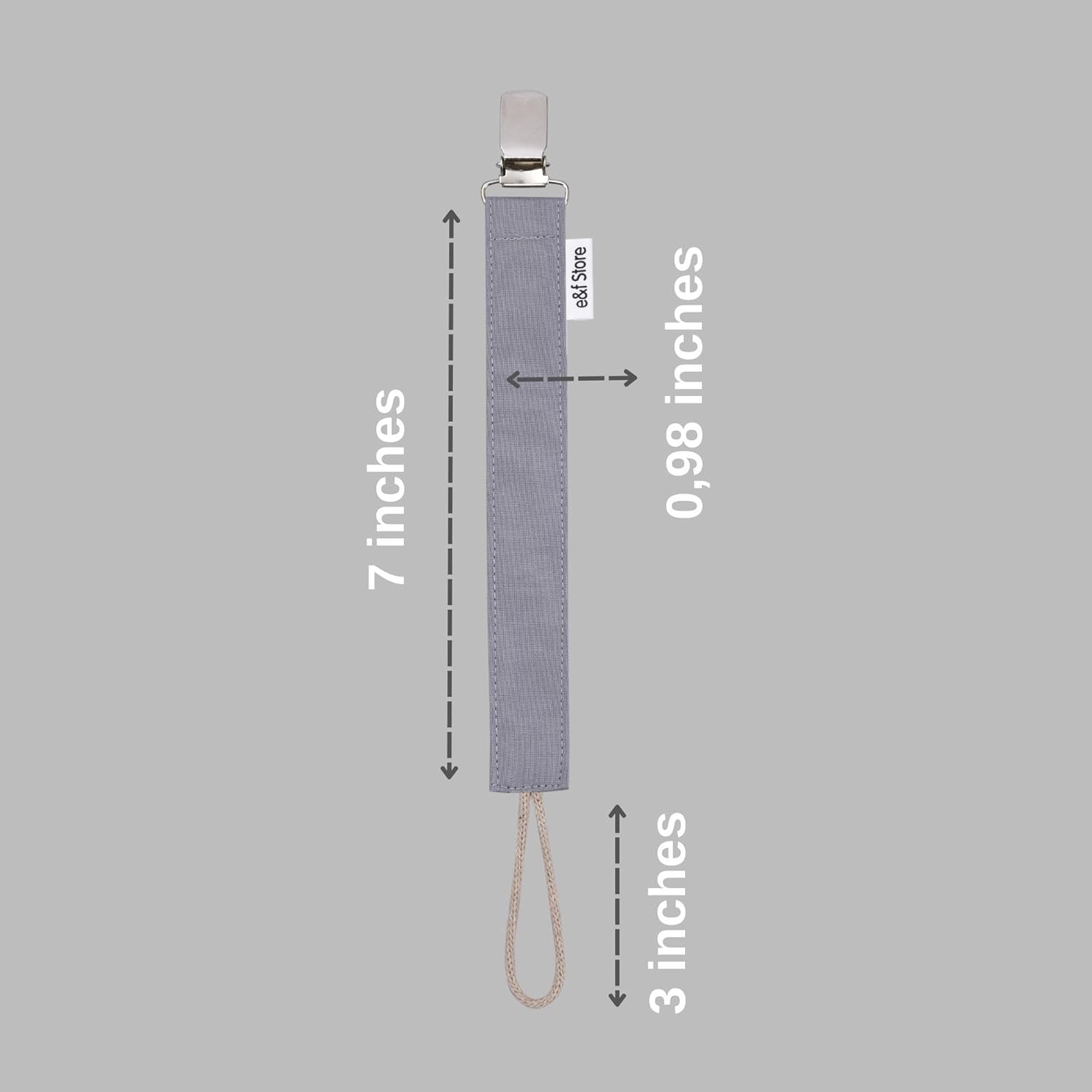 Clip para chupete de bebé, 100% algodón, hecho a mano, correa para chupete ligera y resistente a desgarros (paquete triple, beige, blanco, gris)