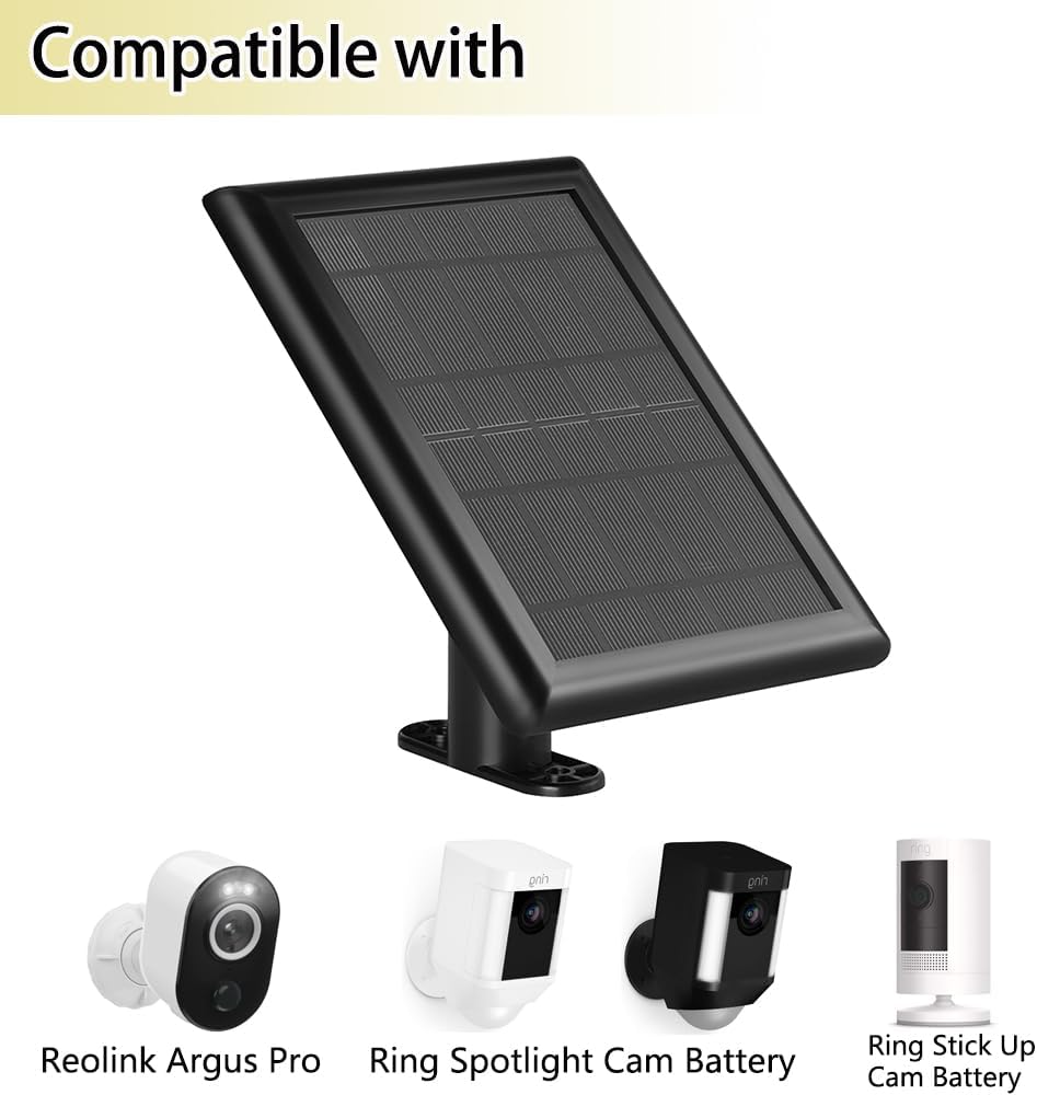 Panel solar para batería de cámara de foco de anillo, cargador solar compatible con cámara de anillo, batería de cámara de anillo para exteriores