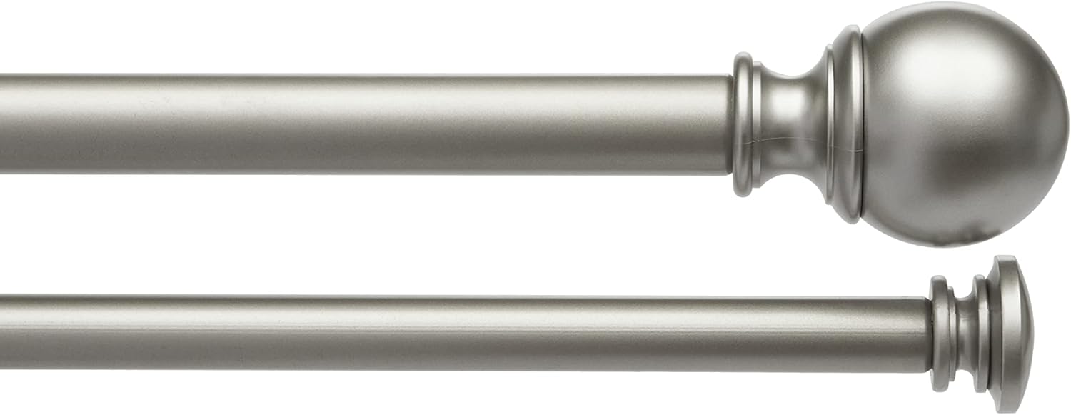 Tienda Basics – Juego de varillas de cortina extensibles dobles de 1.0in con remates redondos, 72″ a 144″, níquel