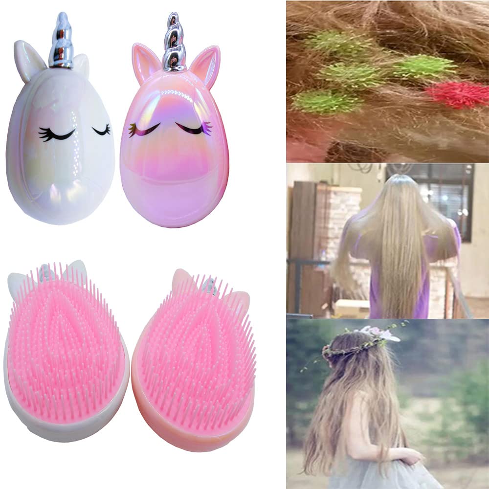 Lindo peine de unicornio, cepillos de pelo para niños pequeños, masaje suave antiestático desenredante para niños, cepillos de cabello rizado y