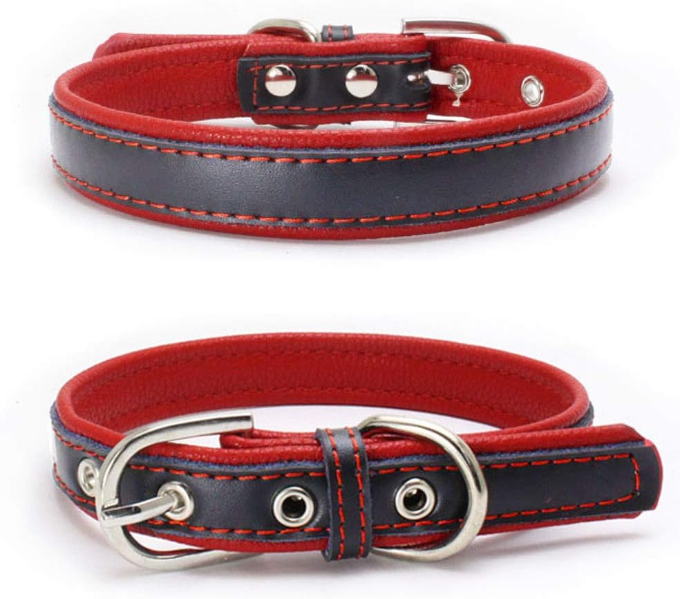 Love Dream Collar acolchado de cuero para perro, 6 colores, collares de cuero ajustable resistente para perros pequeños, medianos y grandes (XCH