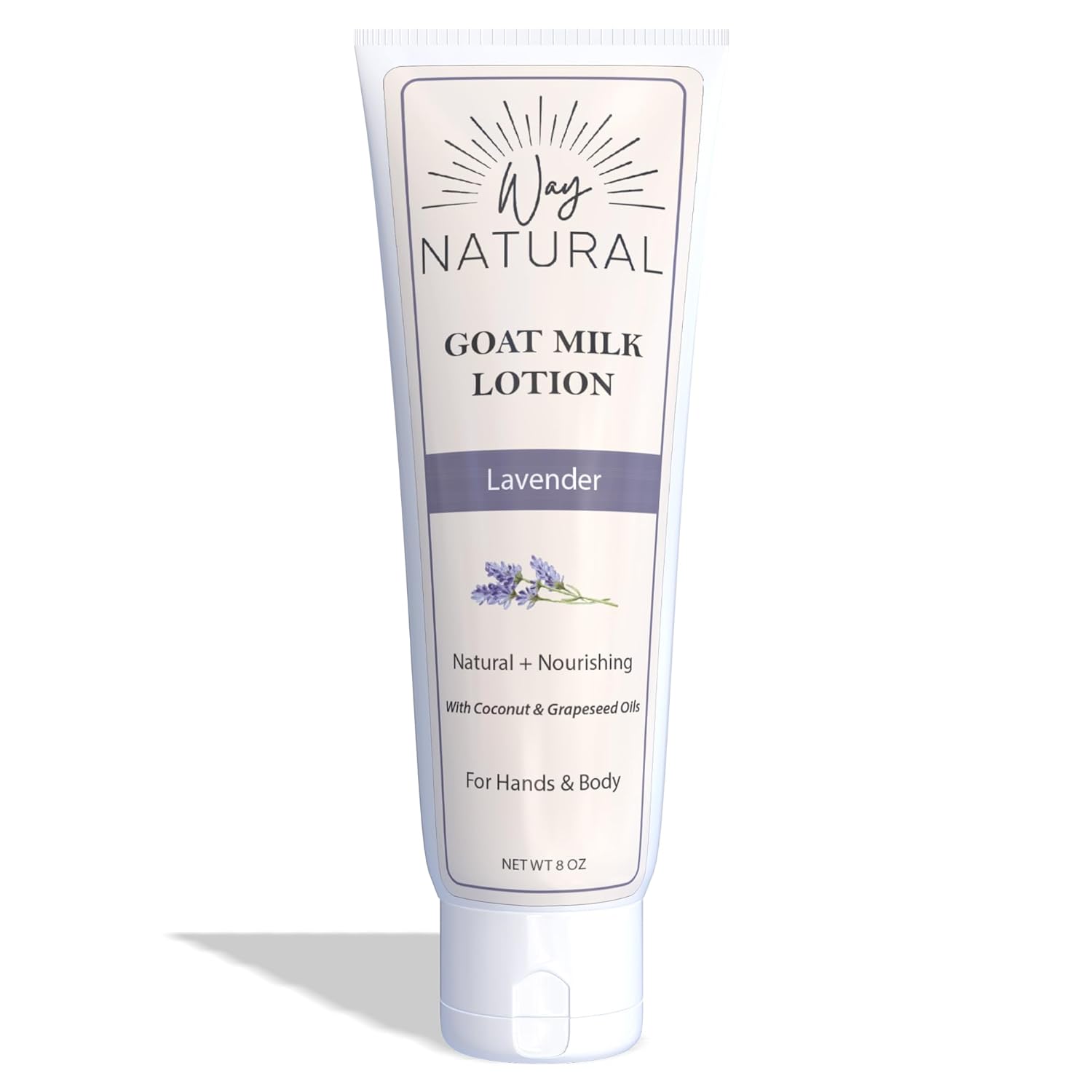 Loción de leche de cabra real, lavanda, calmante y cremosa, tubo de 8 onzas, crema de manos de leche de cabra, loción corporal de leche de cabra –