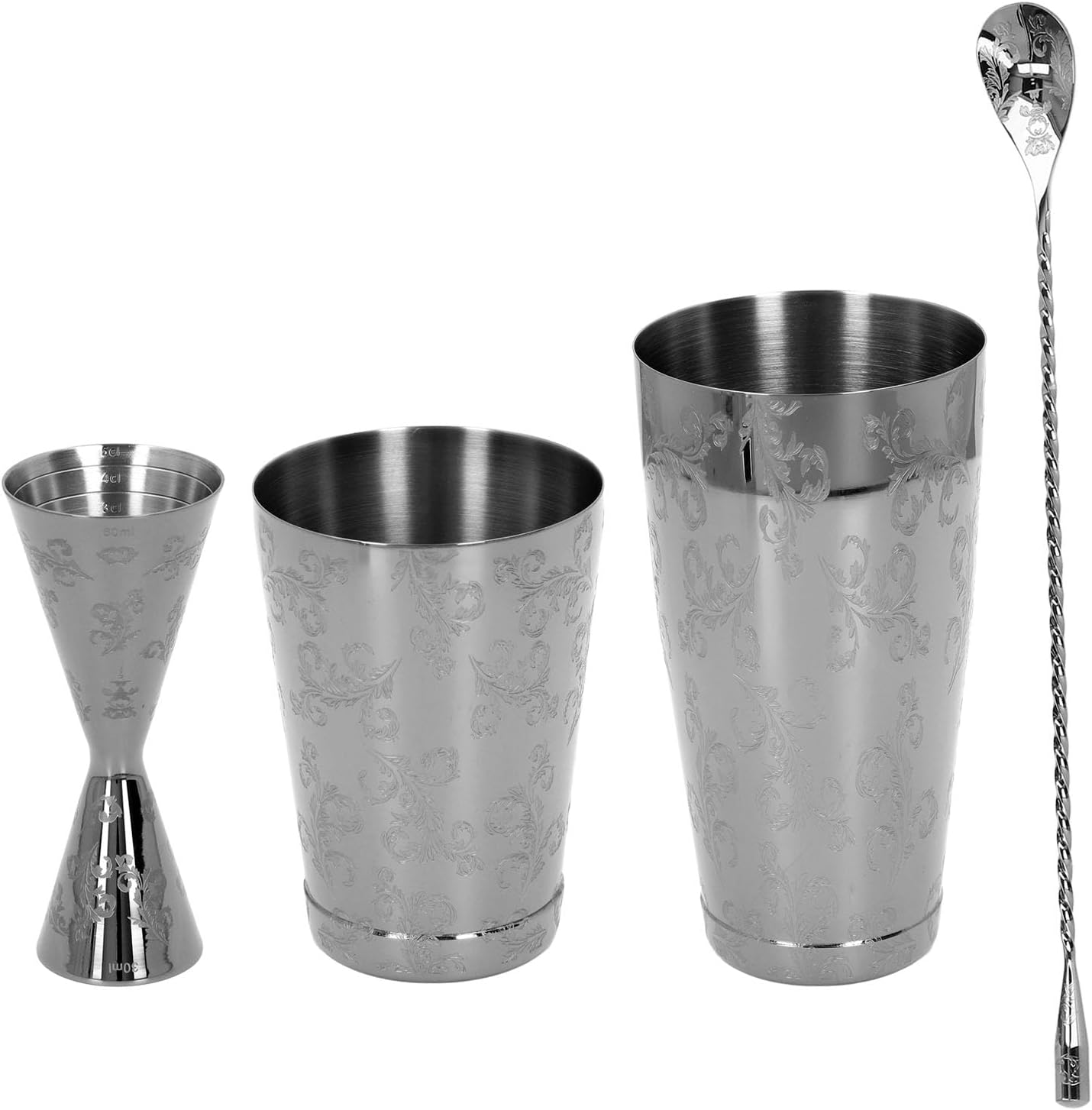 Kit de barman de acero inoxidable Boston Cocktail Shaker Set multifuncional para mezclar bebidas, hogar, bar, fiesta (juego 2)