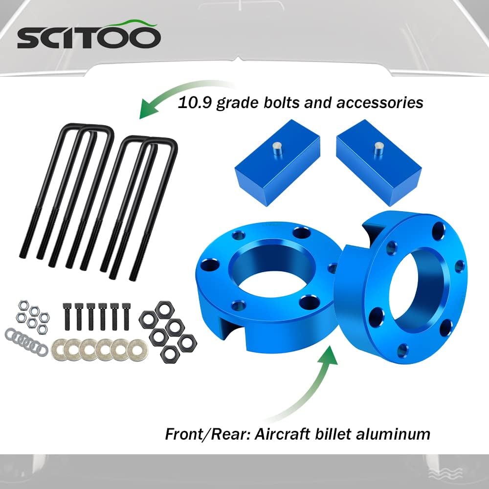 SCITOO Kit de elevación de nivelación trasera delantera de 3 pulgadas de 2 pulgadas para Chevy 2007-2020 Espaciador de puntal de elevación