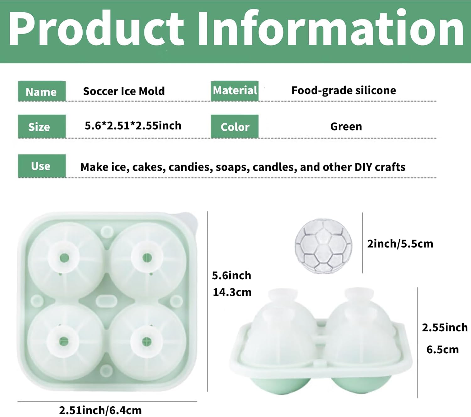 Bandeja para cubitos de hielo, divertidos moldes de hielo de fútbol con tapa para congelador, máquina de bolas de hielo de silicona para whisky,
