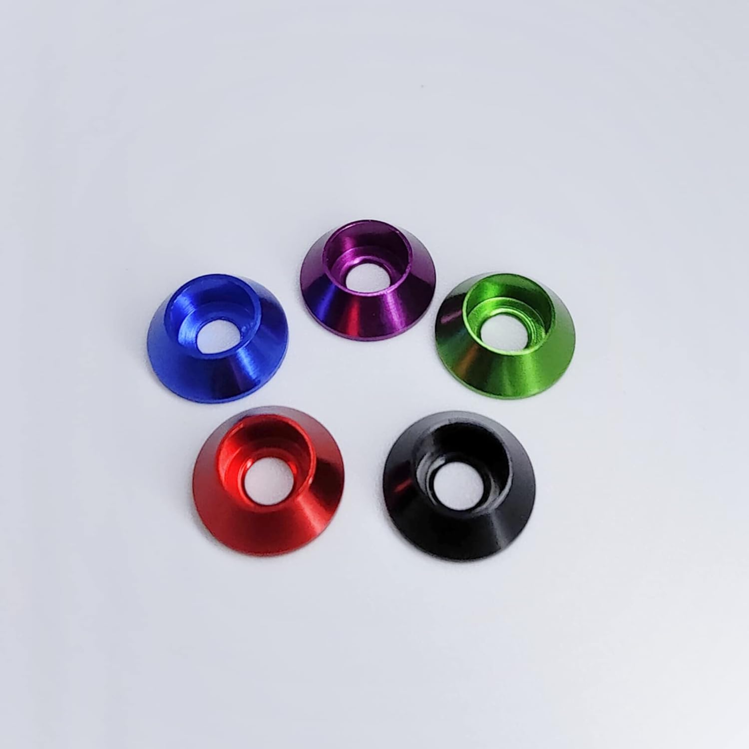 60 piezas Arandelas de avellanado de copa de cono M3, aleación de aluminio anodizado, juntas de arandelas de cabeza, cuña de taza para tornillo