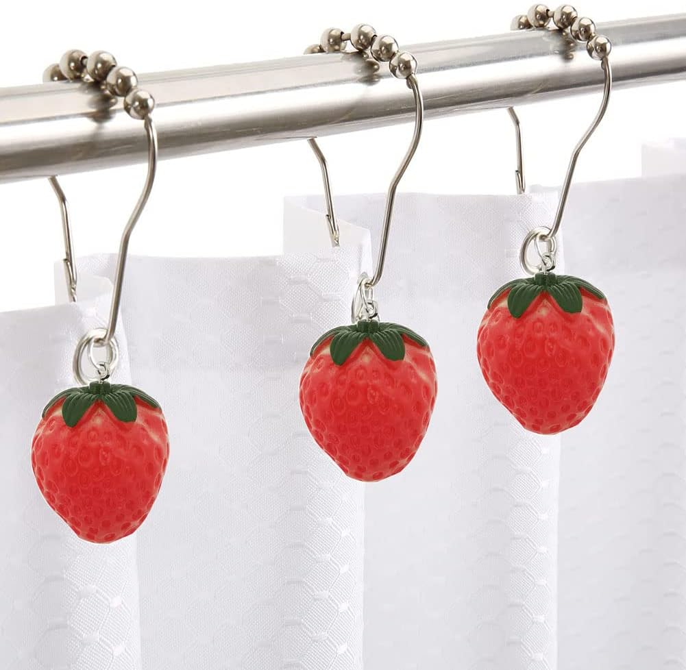 Juego de 12 ganchos decorativos de acero inoxidable de acero inoxidable, ganchos decorativos para cortina de ducha de baño, anillos de ducha con