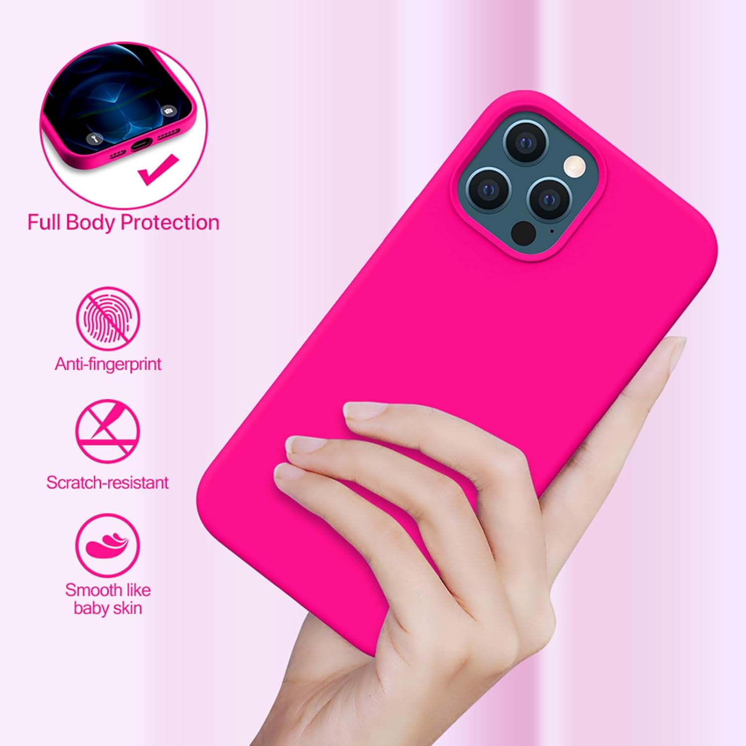 Miracase Funda compatible con iPhone 12 Pro Max de 6.7 pulgadas forro de microfibra suave antiarañazos, funda de silicona líquida, protección de