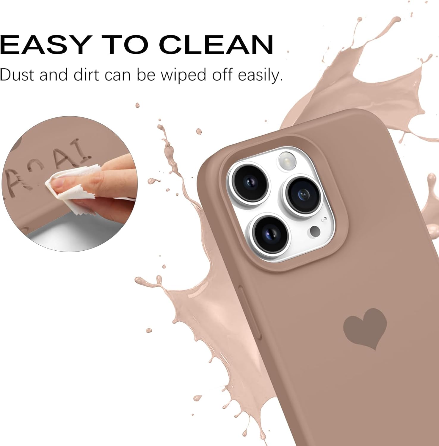BENTOBEN Funda de teléfono compatible con iPhone 15 Pro Max de 6.7 pulgadas, diseño de corazón lindo de silicona, goma de gel suave, a prueba de