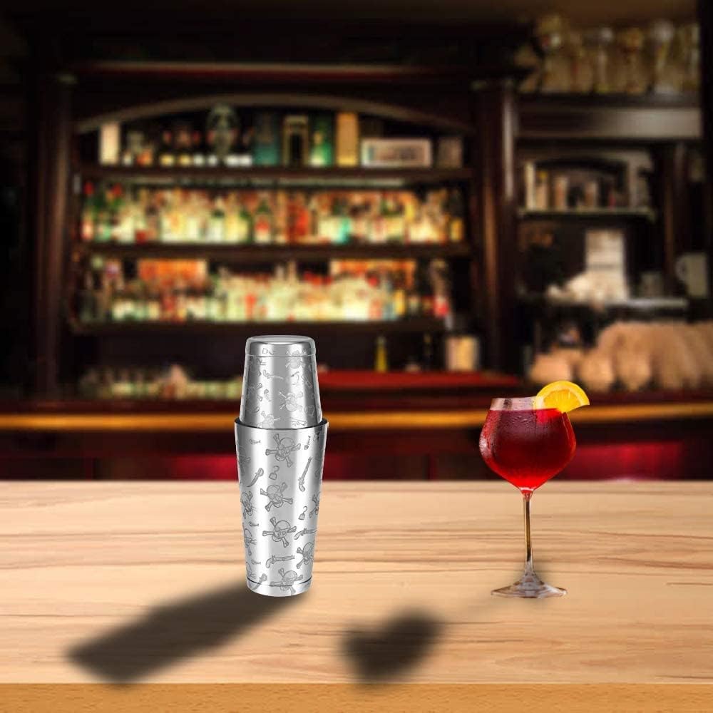 Boston Shaker – Lata de acero inoxidable con patrón grabado  coctelera de 2 piezas con peso de 18 onzas y 28 onzas, kit de coctelera de Martini para