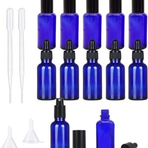 12 botellas redondas Boston de vidrio de 1 oz, botella cuentagotas de vidrio de 1.0 fl oz para aceites esenciales, perfumes, 3 colores (azul) 12 botellas redondas Boston de vidrio de 1 oz, botella cuentagotas de vidrio de 1.0 fl oz para aceites esenciales, perfumes, 3 colores (azul)