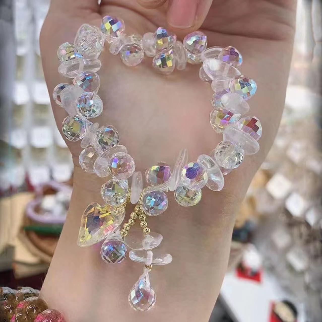 90 cuentas de cristal de lágrima de 0.315 pulgadas para hacer joyas, surtido de cuentas espaciadoras AB transparentes brillantes, cuentas de vidrio