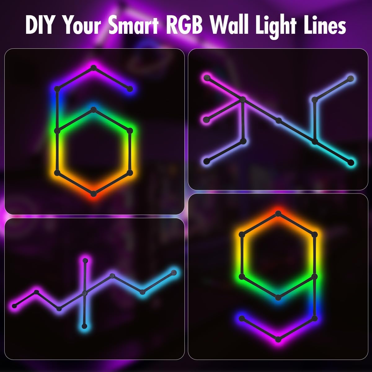 RGBIC Smart WiFi Glide – Lámpara de pared, compatible con Alexa y Google Assistant, 16 millones de colores, sincronización de música, luces de