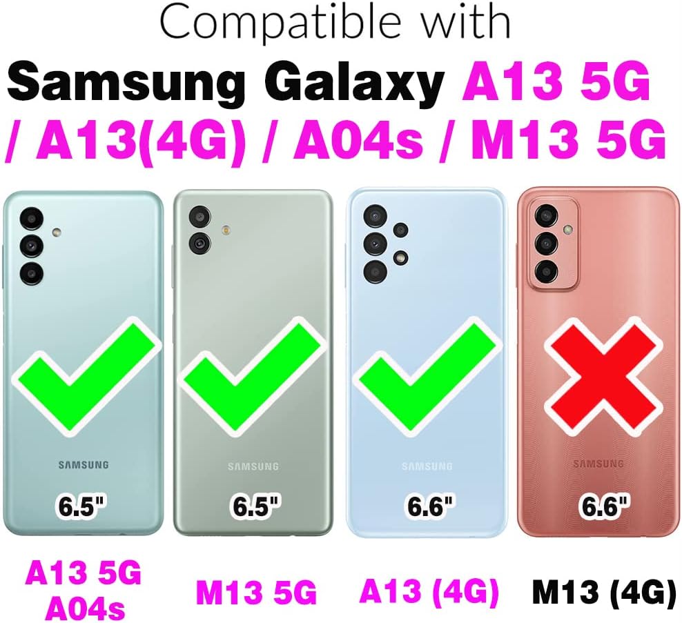 Furiet Funda tipo cartera para Samsung Galaxy A13 4G5G de cuero con cremallera con tarjetero de crédito, correa para el hombro y correa para la