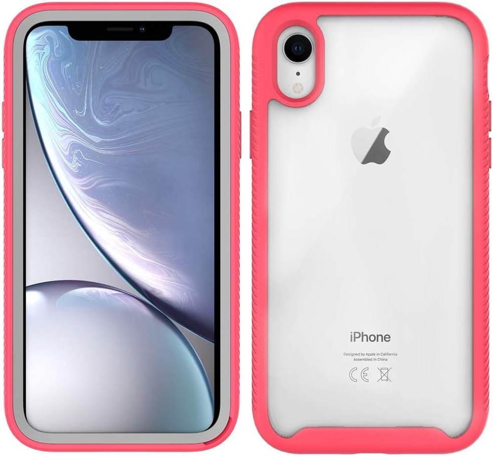 Asuwish Funda para iPhone XR 6.1 con protector de pantalla de vidrio templado y soporte delgado, funda protectora híbrida resistente para iPhone XR