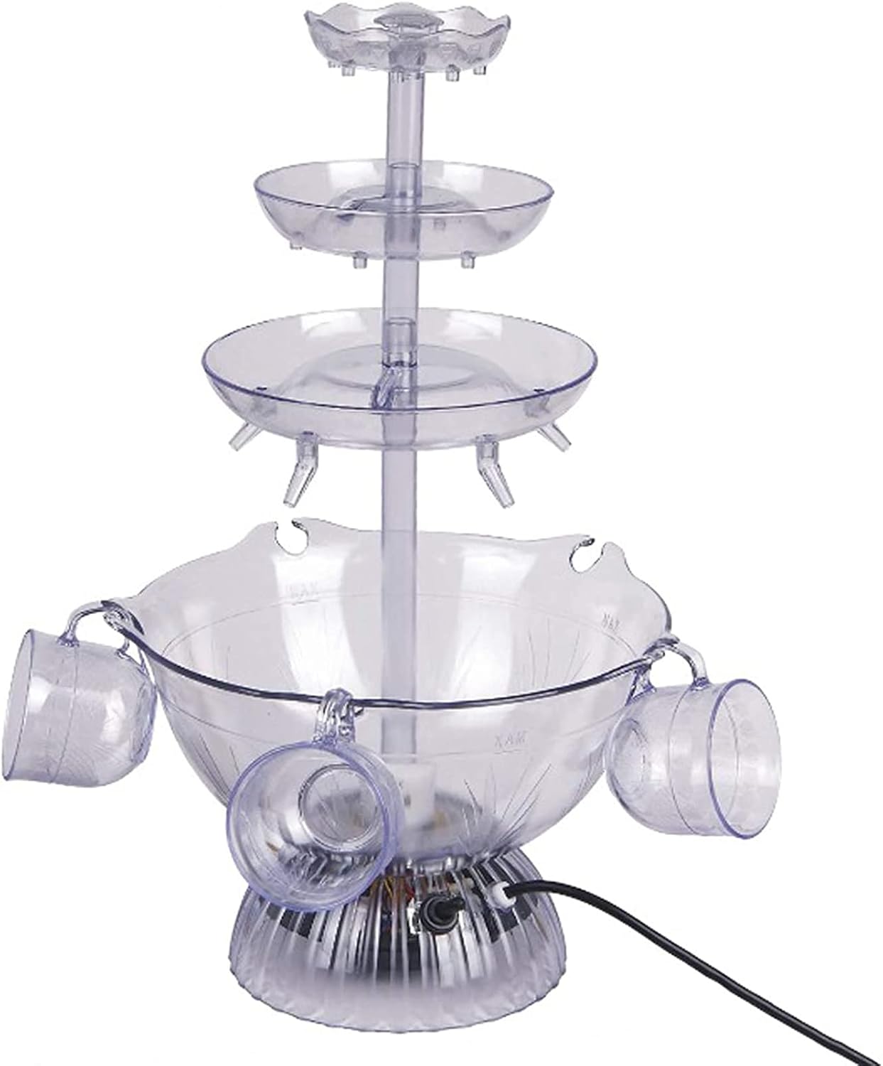 Fuente de fiesta de 3 niveles, fuente de bebida LED de plástico con 5 tazas, para juegos de beberbaruso en casa