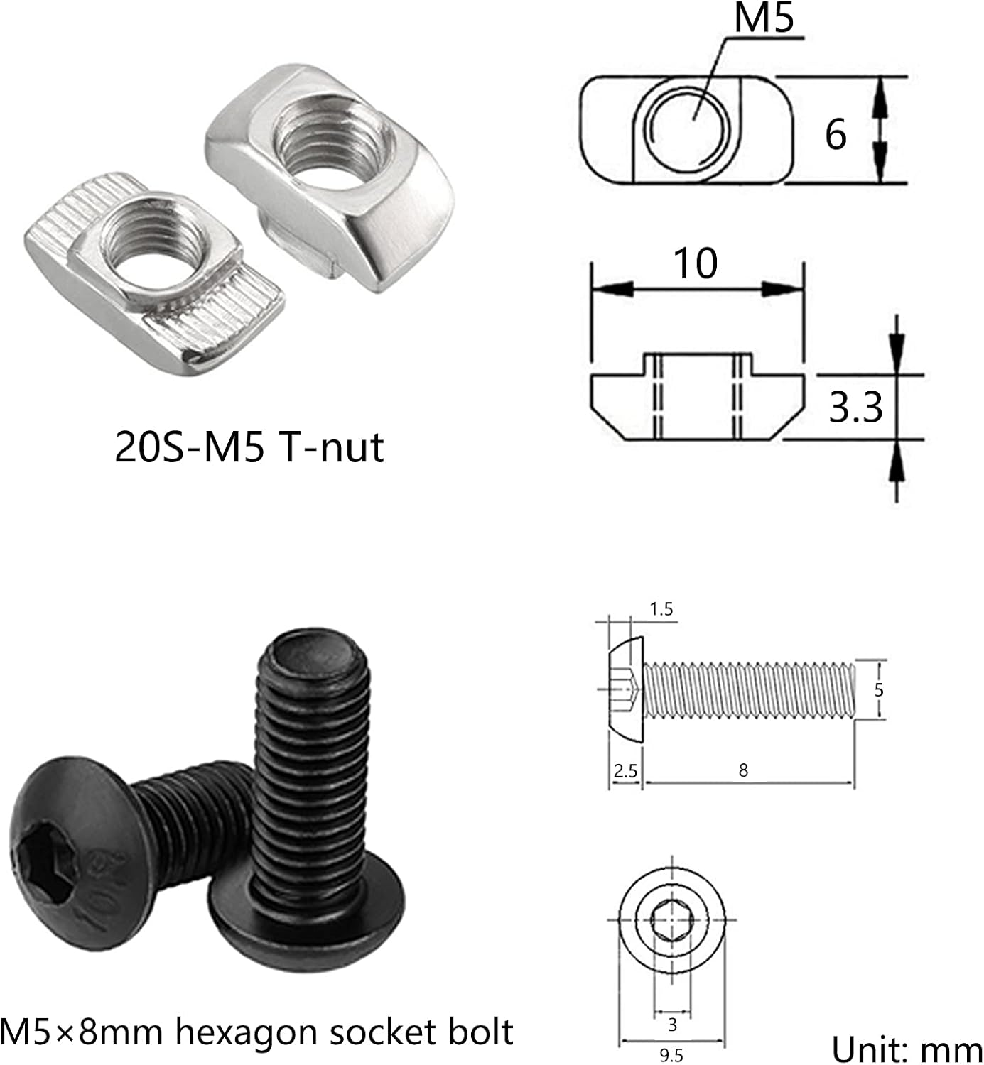 Juego de 4 placas de conector de extrusión de aluminio 3030 con ranura en T, conector de perfil de aluminio en forma de T negro, placa de unión