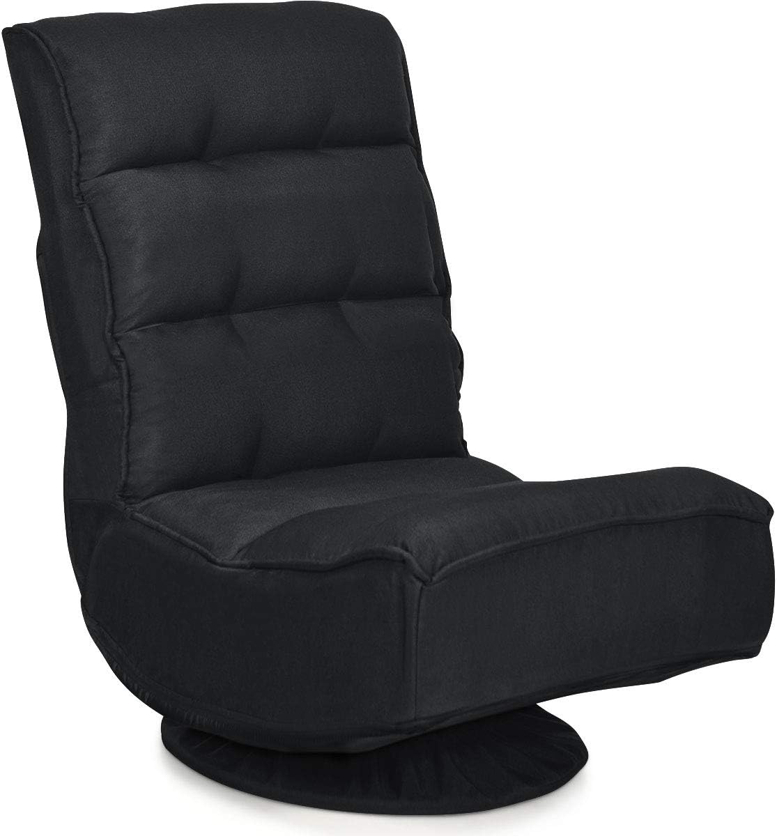 Giantex Silla giratoria de 360 grados, silla plegable para juegos de piso con 6 posiciones ajustables, sofá perezoso con soporte trasero copetudo,