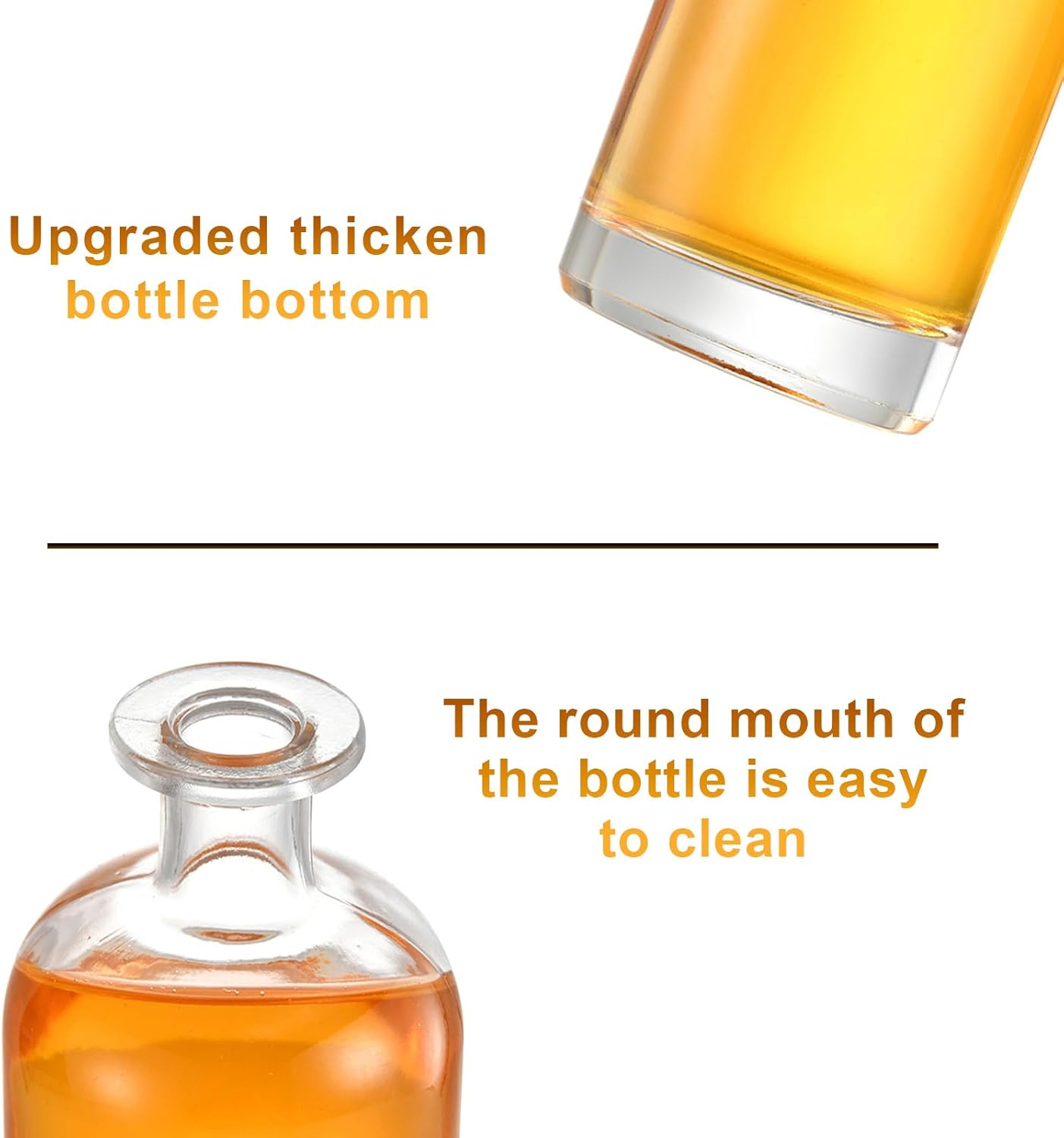 WAFJAMF Juego de 2 botellas dispensadoras de aceite de oliva para cocina, dispensador de botellas de aceite de cocina de vidrio con vertedores