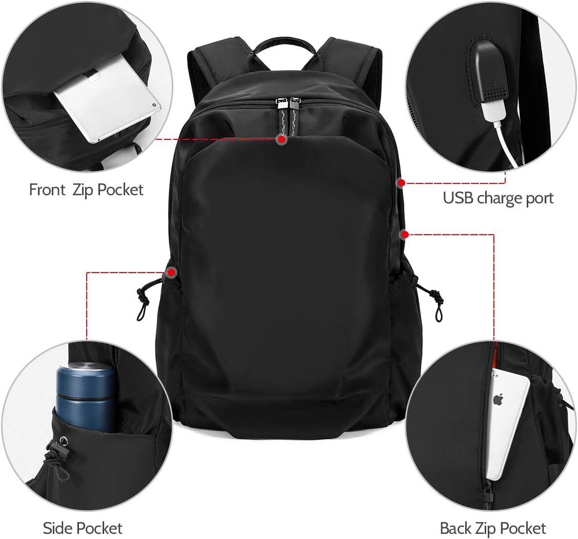 LAORENTOU Mochila de cuero para hombre, mochilas para laptop, mochila de negocios para hombre, 15 ” a 17 ” bolsas de viaje para hombres, Negro 1,