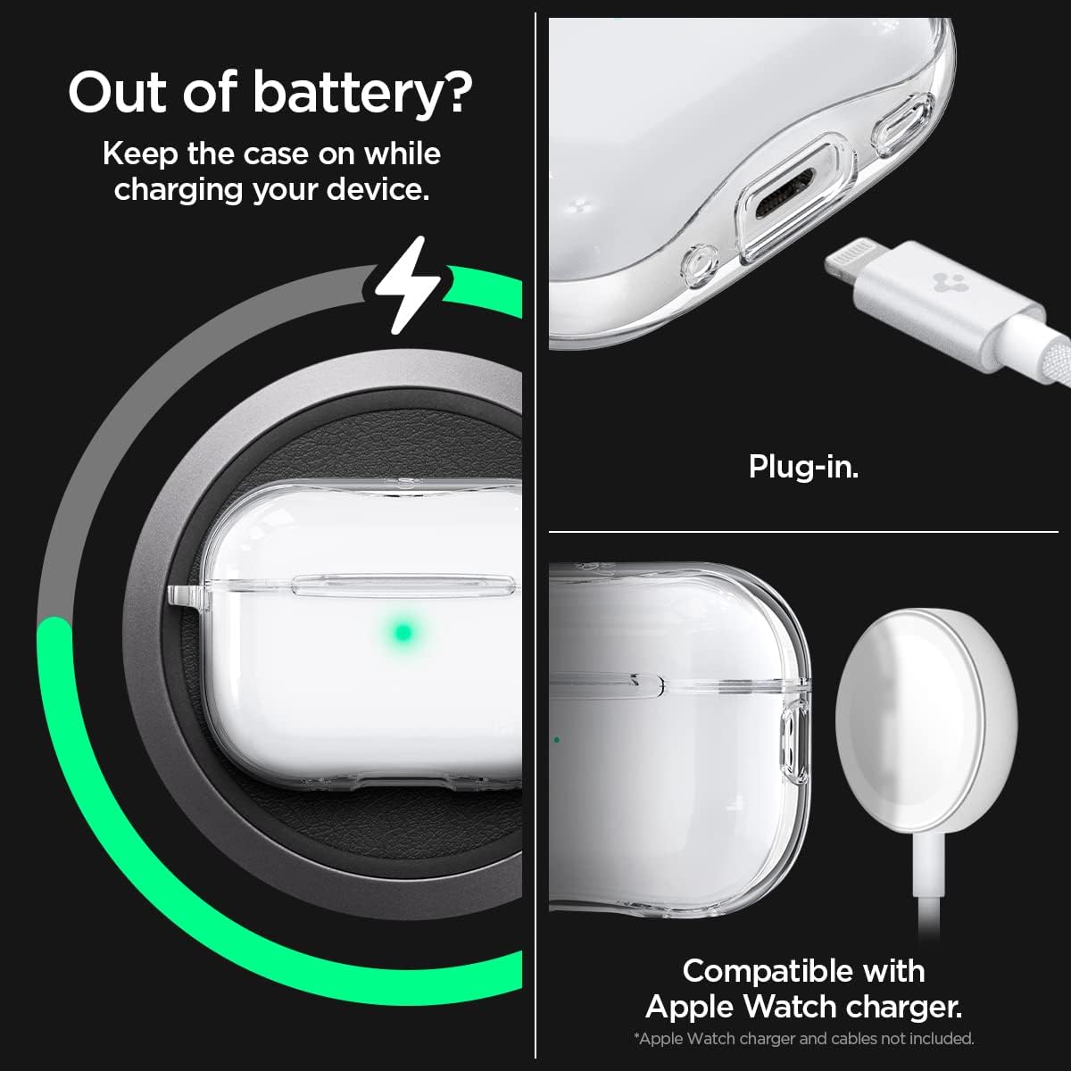 Spigen Funda ultra híbrida (MagFit) diseñada para iPhone 14 Pro Max y ultra híbrida diseñada para AirPods Pro de 2 generación
