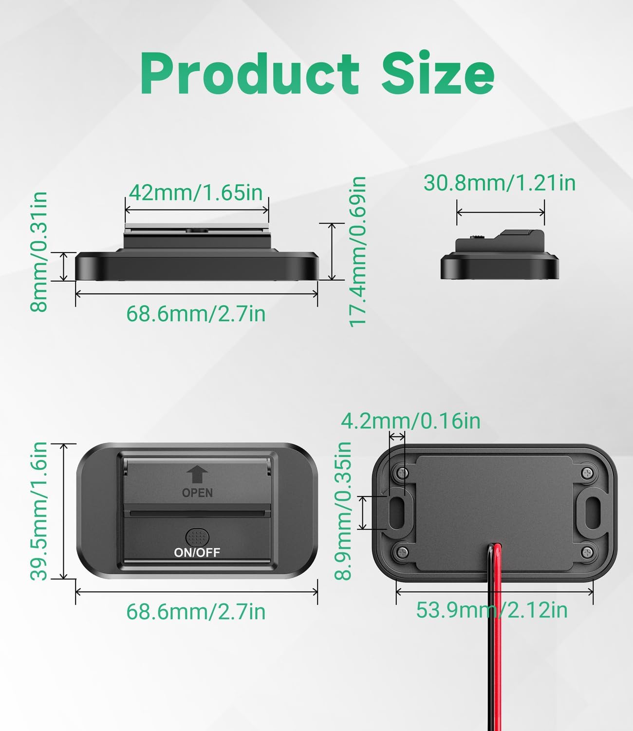 Toma de corriente USB de 12 V, 2 unidades, Qidoe PD 20 W tipo C y 18 W QC3.0, puerto USB QC3.0, toma de corriente de 12 V con interruptor de botón,