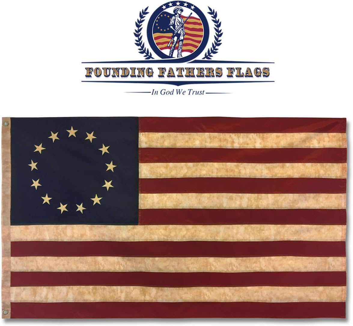 Betsy Ross – Bandera bordada vintage, poliéster Oxford de alta calidad de 3 x 5 pies Founding Fathers Flags