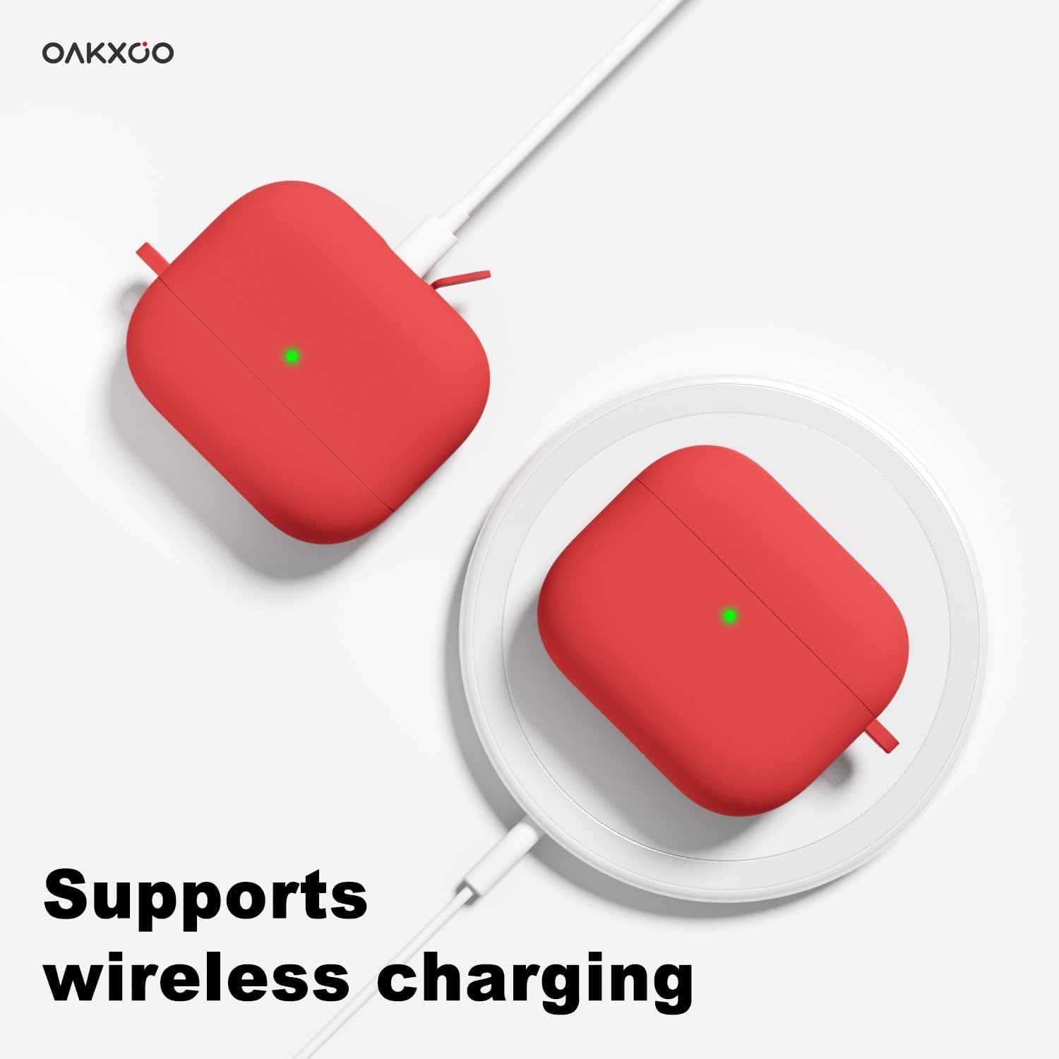 Oakxco Funda de silicona para Airpods de 3 generación 2021 con llavero, fina, delgada, suave, piel de poliuretano termoplástico de gel de goma,