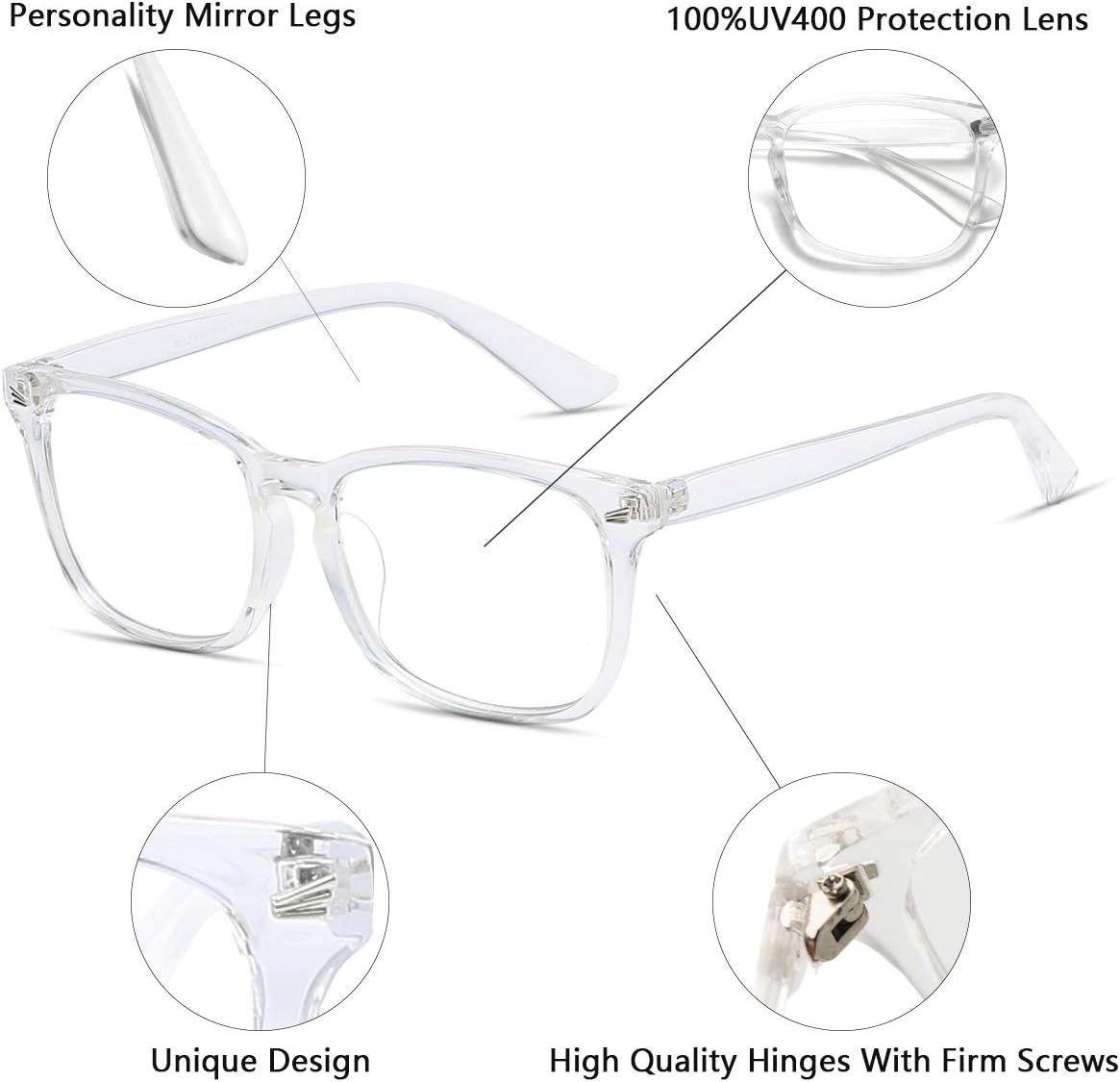Gafas cuadradas antiluz azul para protección ocular mejorada con bloqueo de luz azul para mujeres y hombres