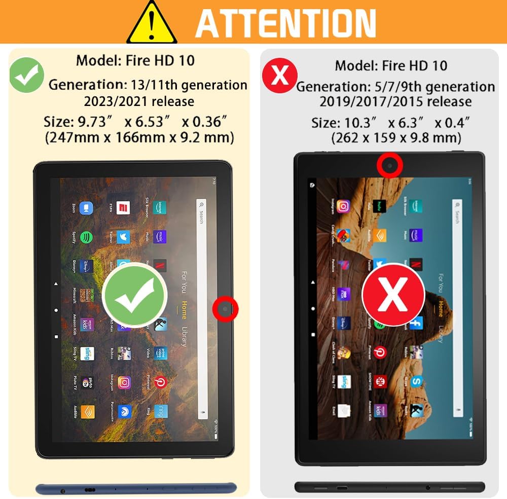 VORI Funda para tableta Tienda Fire HD 10 (11 generación 2021) y Fire HD 10 Plus 2021, funda plegable delgada con función de encendidoapagado