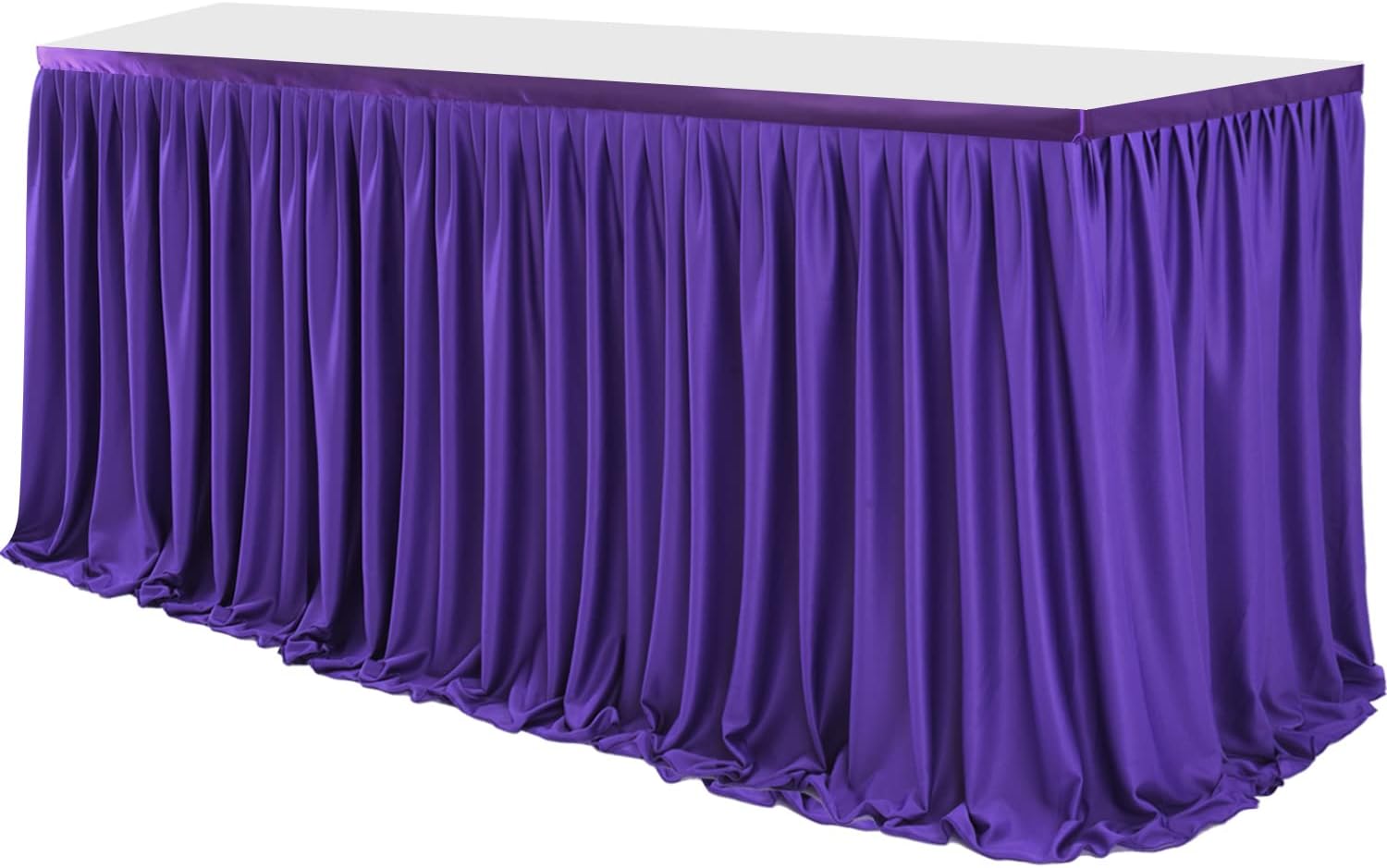 Partisky Falda de mesa de poliéster morado para mesas rectangulares de 17 pies, mantel plisado resistente a las arrugas para banquetes, bodas,