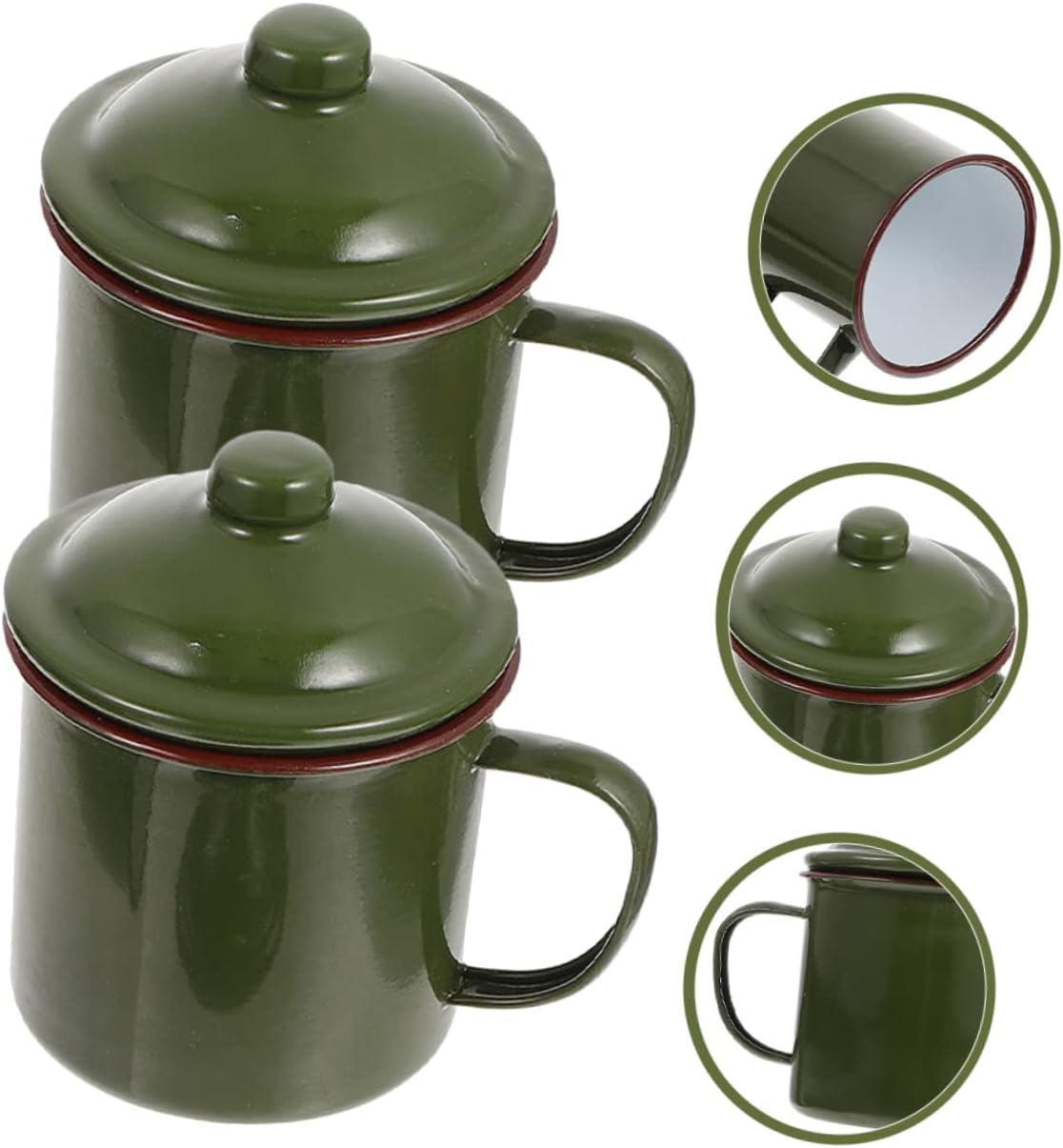 jojofuny 2 uds. Esmalte Retro Camp para tazas, tazas de té, café, vintage, vasos de esmalte verde chino, acampada, al aire libre, pequeño, vino,