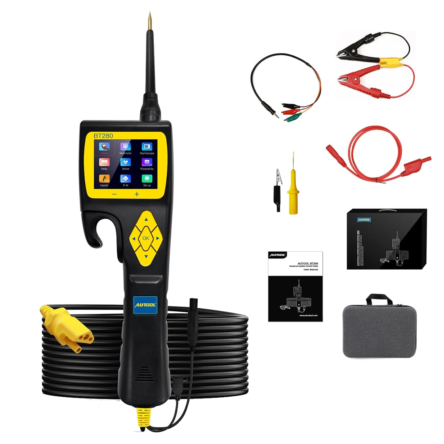 AUTOOL Probador de circuito automotriz, kit de sonda de circuito de potencia de 9 V-30 V con multímetroreléprobador de inyector de