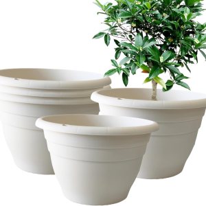Paquete de 5 macetas de jardín de 10 pulgadas, macetas redondas con agujeros de drenaje, macetas de plástico tradicionales gruesas y resistentes Paquete de 5 macetas de jardín de 10 pulgadas, macetas redondas con agujeros de drenaje, macetas de plástico tradicionales gruesas y resistentes