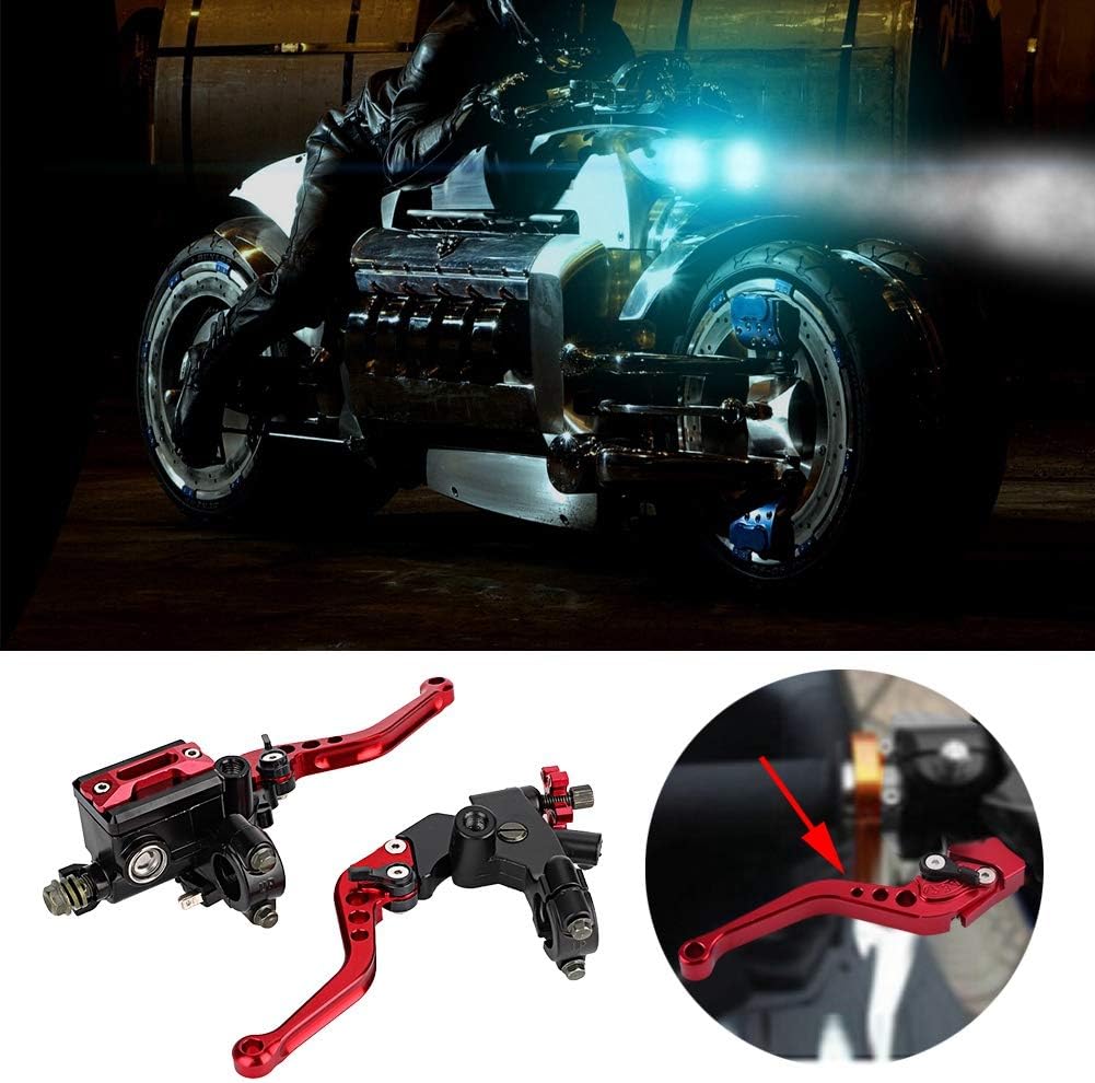 EVGATSAUTO Palancas de cilindro maestro, 1 par de palancas universales de freno de motocicleta de 78 pulgadas (0.866 in), palancas de depósito de