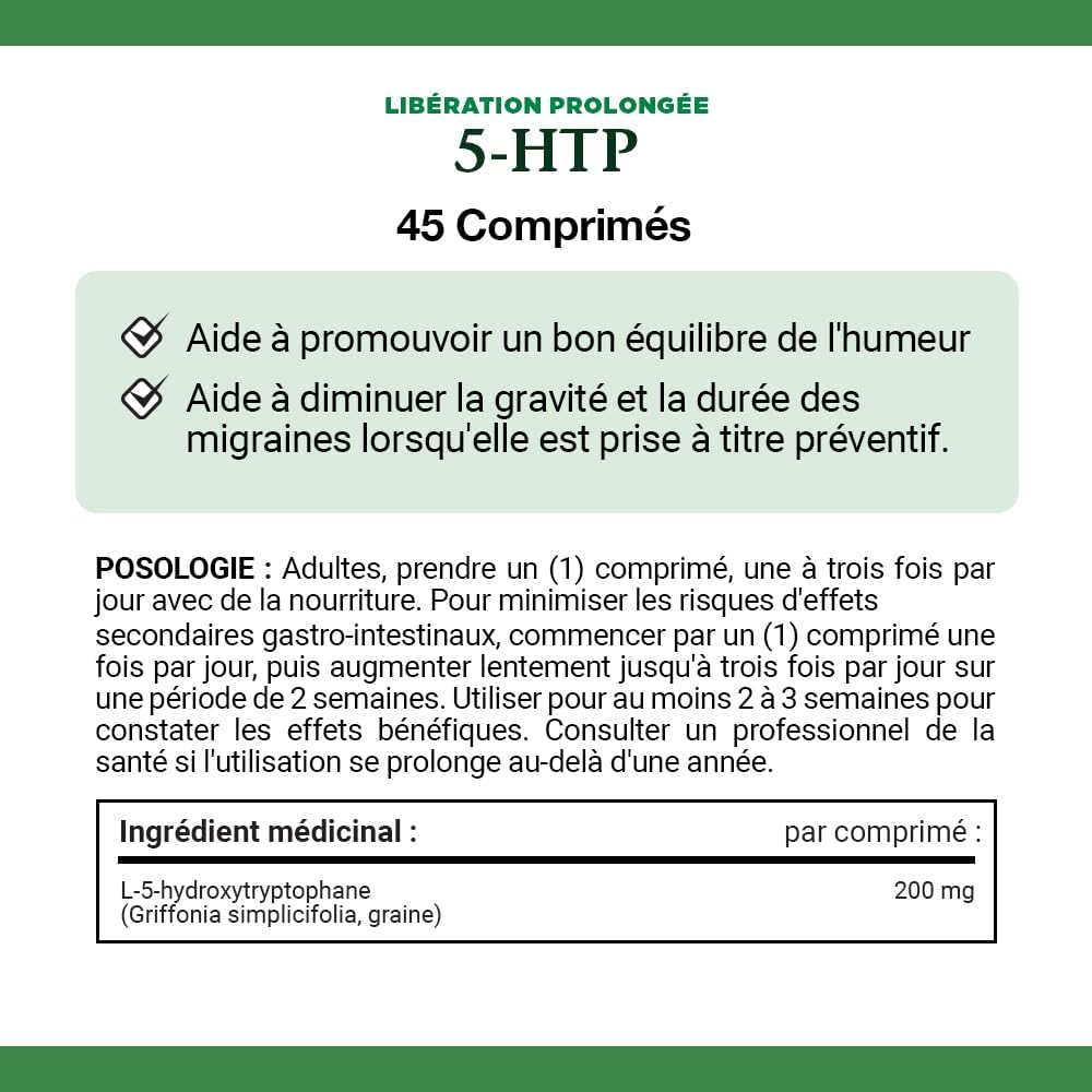 Nature’s Bounty Tiempo de liberación 5-HTP 200 mg, 45 tabletas