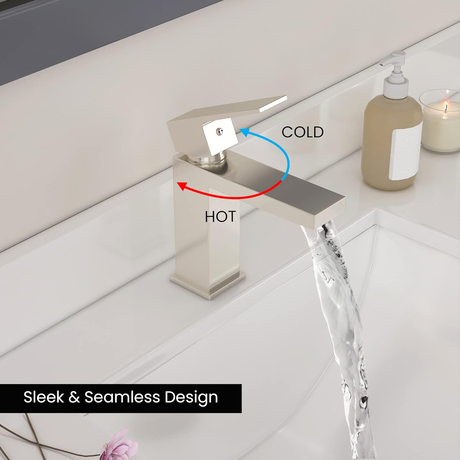 AF30101BN2 – Grifo de baño de latón en níquel cepillado, resistente a la corrosión, grifo moderno para fregadero de baño con líneas de suministro de