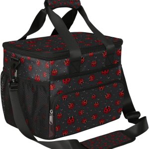 Mularoka Ladybugs – Lonchera aislada para mujeres y hombres, grande, reutilizable, para oficina, picnic, campamento, playa, a prueba de fugas, con Mularoka Ladybugs – Lonchera aislada para mujeres y hombres, grande, reutilizable, para oficina, picnic, campamento, playa, a prueba de fugas, con