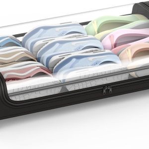 Cajón de almacenamiento debajo de la cama con ruedas y tapa, organizador grande de almacenamiento de zapatos debajo de la cama de 48 litros, Cajón de almacenamiento debajo de la cama con ruedas y tapa, organizador grande de almacenamiento de zapatos debajo de la cama de 48 litros,