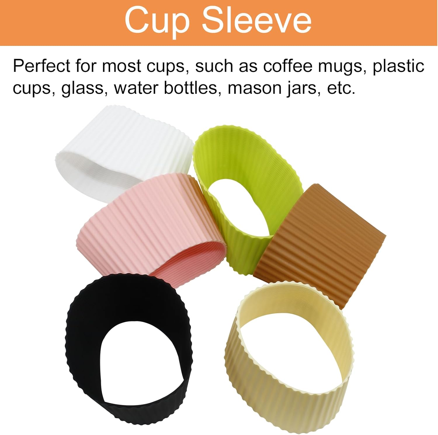 6 fundas reutilizables para tazas de café, 6 colores resistentes al calor, funda de gel de sílice antideslizante, protector de taza para taza de café