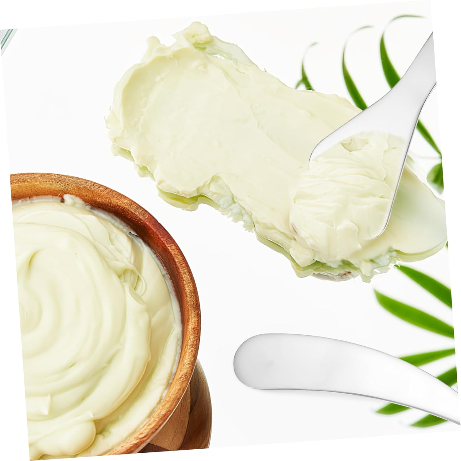 2 unids herramienta de belleza producto cuchara de metal cosmética espátula crema espátula loción espátula pequeña espátula de labios de metal