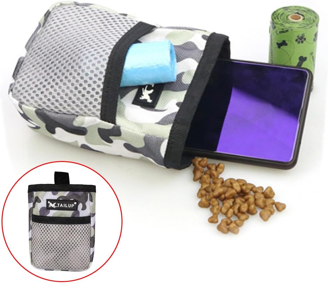 1 bolsa de golosinas para perros con clip para cinturón, mini bolsa de entrenamiento de mascotas para entrenadores de mascotas, viajes o uso al aire