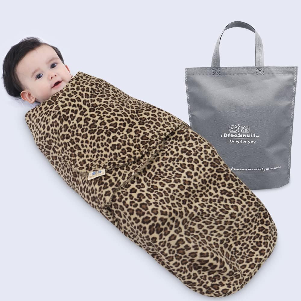 BlueSnail Manta para bebé, suave y cómoda, para recién nacido, fácil de envolver, adecuada para 0-33-6 meses (leopardo, 3-6 meses)
