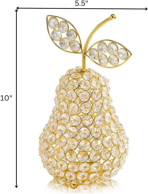 5705 Manzana Cristal Escultura de pera dorada, decoración del hogar, centro de mesa de frutas, pera de cristal, peras de regalo, mesa, decoración de