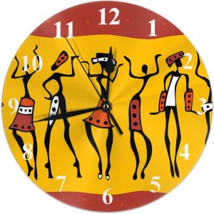 HGOD Designs – Reloj de pared redondo africano, figuras de mujer africana primitiva, reloj de pared redondo silencioso, decoración de pared para HGOD Designs – Reloj de pared redondo africano, figuras de mujer africana primitiva, reloj de pared redondo silencioso, decoración de pared para