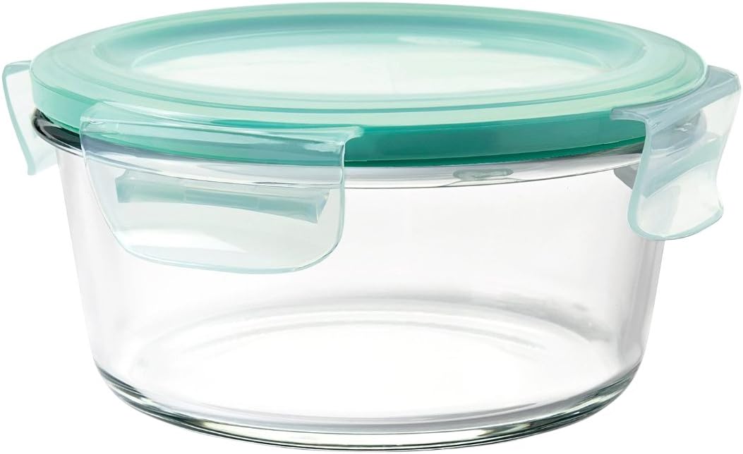 OXO Good Grips – Recipiente rectangular de vidrio con sello inteligente de 8 tazas y Good Grips 4 tazas de sellado inteligente a prueba de fugas,