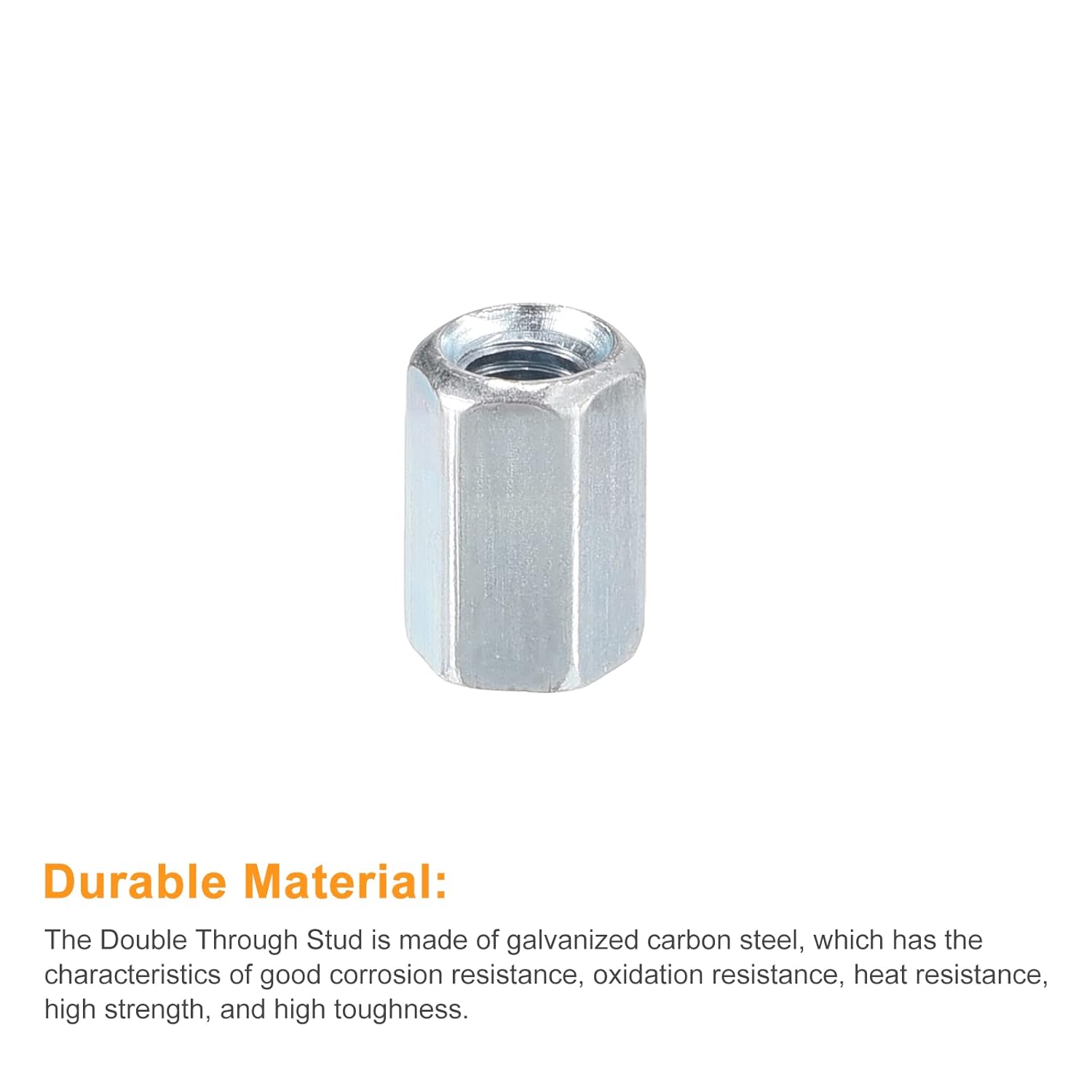 uxcell 10 tuercas de acoplamiento M5x8x12mm – Acoplador de varilla roscada hexagonal de acero al carbono galvanizado para muebles, electrónico,